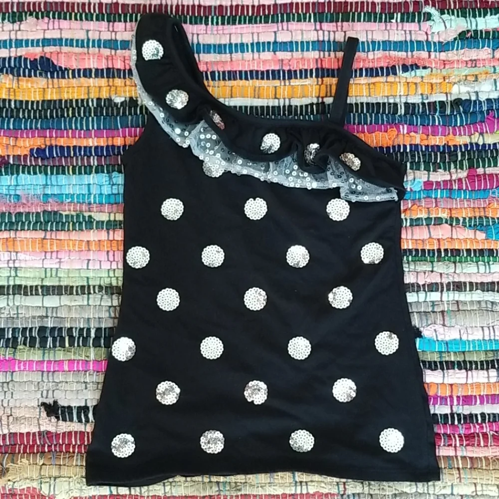 Justice Brand Girls Top Black & Silver sequins